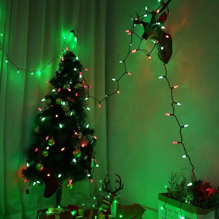 Brizled Red & Green C5 Christmas Lights, 33ft 100 LED Christmas Lights, Connectable 120V UL Mini Christmas Lights Set Faceted Xmas Lights for Chrsitmas Tree Party Roof Indoor Outdoor Decor