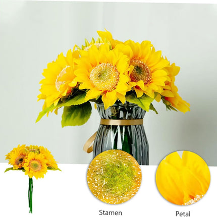 1PC Sunflower Bouquet for Wedding Decor Artificial Bridal Bridesmaid Handheld Floral Arrangement Elegant Yellow Flower Bouquet for Parties Giving