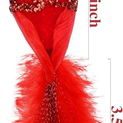 BleSky 6 PCS Red Cardinal Birds with Clip Christmas Tree Decoration Artificial Red Birds with Feathers for Xmas Wedding Winter Theme Decor Wreath Ornaments DIY Crafts