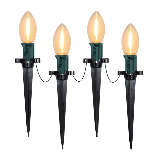 C9 LED Clear Pathway Lights, 38FT Outdoor Christmas Pathway Markers Lights with 25 Stakes, Connectable Waterproof Pathway Lights for Yard Lawn, Garden Decor