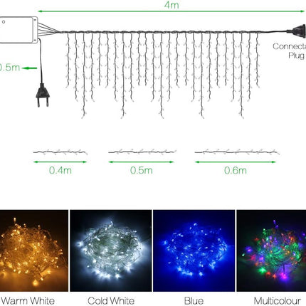 Lainin 3.5M/11ft 96 LED Warm White Linkable Fairy Curtain String Light with 8 Modes Memory Functional Controller for Indoor/Outdoor/Patio/Wedding/Christmas Decor