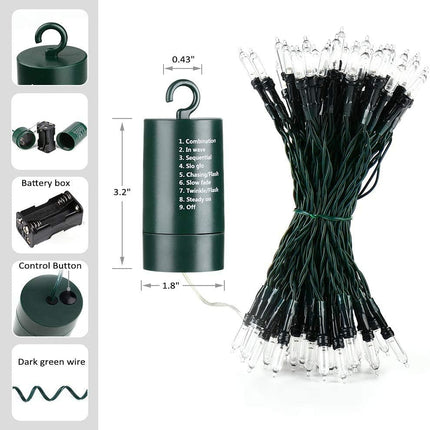 LYHOPE Battery Christmas Lights, 33ft 100 LED Christmas Lights Waterproof 8 Modes Battery Operated String Lights for Outdoor & Indoor, Xmas Tree, Wreaths, Holiday Decoration (Cool White)
