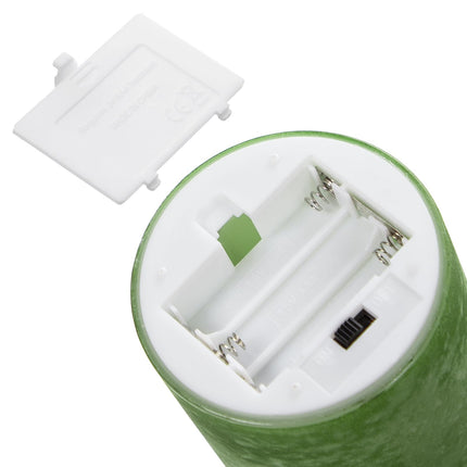 ANGELLOONG Glass LED Candles Flickering, Flameless Battery Operated Candle with Remote, Pillar Electric Timer Candles for Home Holiday Decor, Sandblast Green