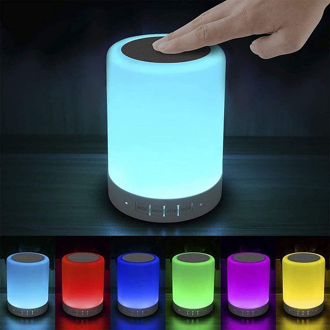 Elecstars Touch Bedside Lamp - with Bluetooth Speaker, Dimmable Color Night Light, Outdoor Table Lamp with Smart Touch Control, Best for Men Women Teens Kids Children Sleeping Aid