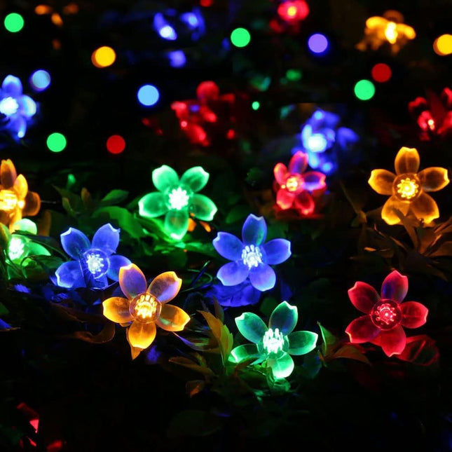 FULLBELL Christmas Decorations Flower Lights 33 Feet 100 LED String Lights 8 Modes with Memory Function, Extendable Flower String Lights for Bedroom Garden Tree Party (Multicolor)