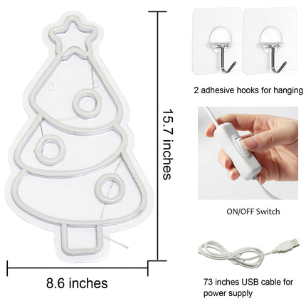 Christmas Neon Signs for Wall Decor USB Operated Neon Art Decorative Lights for Home Office Bar Pub Club Party Supplies Idea (Christmas Tree)
