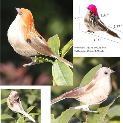 4pcs Artificial Sparrow Birds Realistic Foam Feather with Clip for Christmas Tree Ornaments Wreath Crafts Flower Arrangements Wedding Decor Garden Decoration (4)