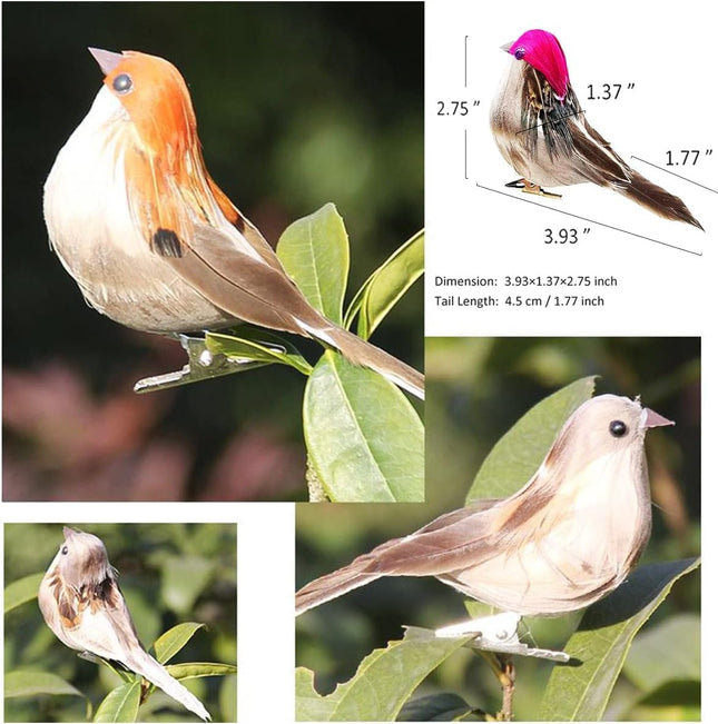 4pcs Artificial Sparrow Birds Realistic Foam Feather with Clip for Christmas Tree Ornaments Wreath Crafts Flower Arrangements Wedding Decor Garden Decoration (4)
