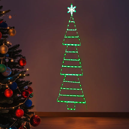 LED Christmas Lights,4.6ft Green Christmas Ladder Lights with Snowflake,Christmas Decorations Lights with 8 Modes & Timer for Window Wall Home Garden Indoor Outdoor Xmas Tree Decor (Green)