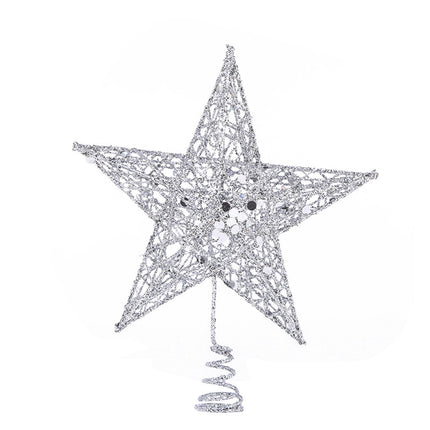 Silver Christmas Tree Topper Star - Glitter Tree - Top Star Ornament Indoor Party Home Decoration