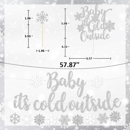 Baby It’s Cold Outside Party Decorations, Banner, Snowflake Balloons, Garland for Winter Wonderland Baby Shower, Christmas, Winter Birthday Party Supplies, Silver (Silver)