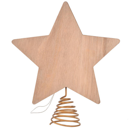 Christmas Star Tree Topper, Wooden 3D Star Glittered Hollow Plug-in Christmas Tree Topper Decoration with LED Light & 6-Hour Timer Function for Indoor Office Holiday Xmas 7.87" x 8.86" (White)