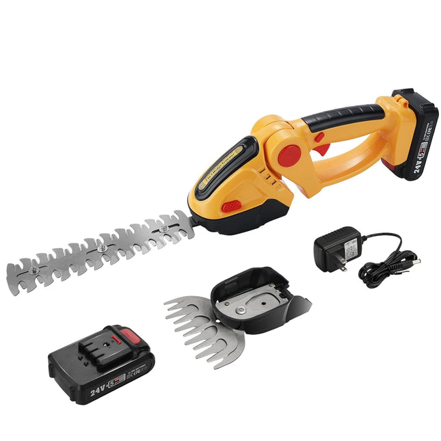 Cordless Grass Shear & Hedge Trimmer, 2 in 1 Handheld Shrubbery Trimmer Electric Grass Cutter, Lightweight Hedge Clipper with Rechargeable Battery and Charger for Garden and Lawn
