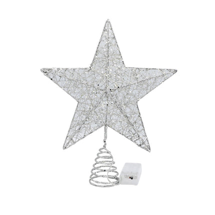 Christmas Tree Toppers with Lights, Glitter Christmas Tree Star for Christmas Home Decorations (Silver, 10inch)