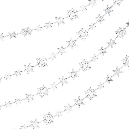Plastic Snowflake Ornaments Winter Snowflake Hanging Garland Christmas Tree Ornaments Pendant Jewelry Handmade DIY Necklace Bracelet Supplies for Bead Curtain Hanging (Silber)