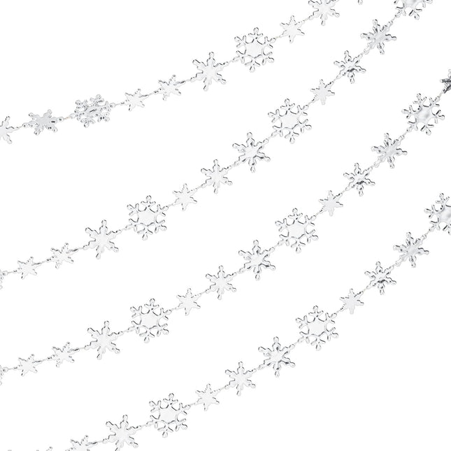 Plastic Snowflake Ornaments Winter Snowflake Hanging Garland Christmas Tree Ornaments Pendant Jewelry Handmade DIY Necklace Bracelet Supplies for Bead Curtain Hanging (Silber)