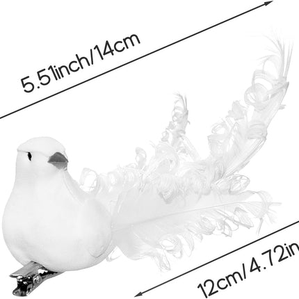 24pcs Artificial White Doves Decoration with Metal Clips, White Feathered Mini Birds Clip on Tree Ornaments for DIY Crafts Christmas Tree Ornaments, Wreaths, Wedding Decor