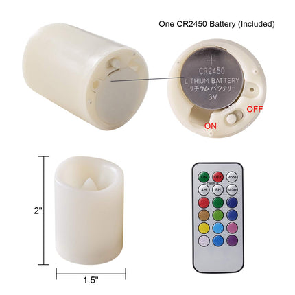 DRomance Color Changing Flameless Votive Candles with Remote and Timer, Battery Operated White LED Flickering Votive Pillar Candles 12 Pack Halloween Christmas Decor Candles(1.5 x 2 Inches)