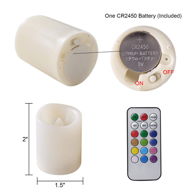 DRomance Color Changing Flameless Votive Candles with Remote and Timer, Battery Operated White LED Flickering Votive Pillar Candles 12 Pack Halloween Christmas Decor Candles(1.5 x 2 Inches)