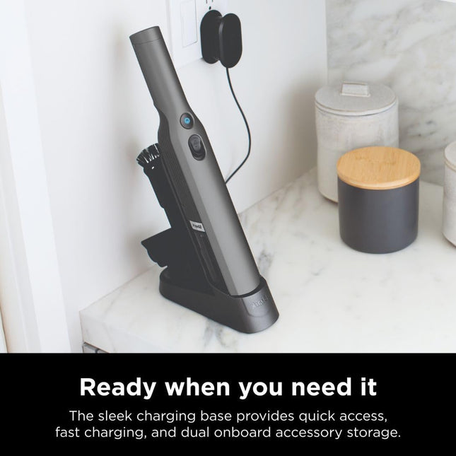 Shark Wv201 Wandvac Handheld Vacuum, Lightweight At 1.4 Pounds With Powerful Suction, Charging Dock, Single Touch Empty And Detachable Dust Cup,Graphite, Slate