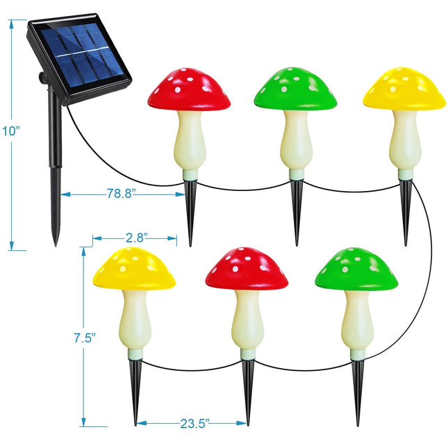 d Outdoor Garden Lights(6 Mushrooms Lamps) For Christmas, Decoration Yard, Lawn, Pathway, 8 Modes Outside Waterproof Solar Powered (Multi-Colored)