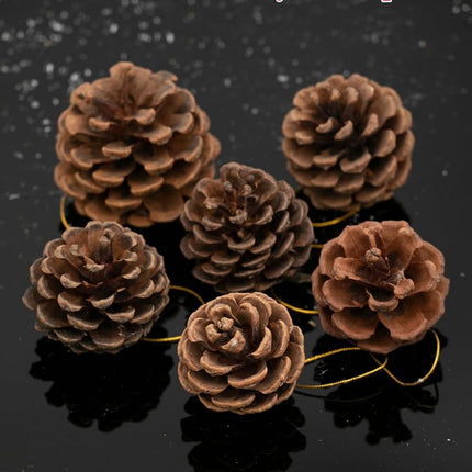 24 Pcs Natural Pine Cones with Gold Hanging Strings, Christmas Ornaments for Christmas Tree Decoration, DIY Crafts, Holiday, Wedding, Party, Home Decor