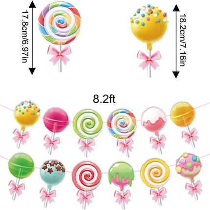 Candyland Banner,Lollipop Banner,Rainbow Candy Banner,Donut Banner,Candyland Party Supplies,Candyland Baby Shower,Candyland Decoration for Girls,Kids,Home,Classroom,Bedroom