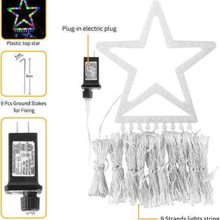 ZTX Christmas Star String Lights,11 Lighting Modes Christmas Decorations Clearance Outdoor with Remote,11Ft Waterfall Christmas Tree Lights for Christmas, Year,Birthday(Warm White)