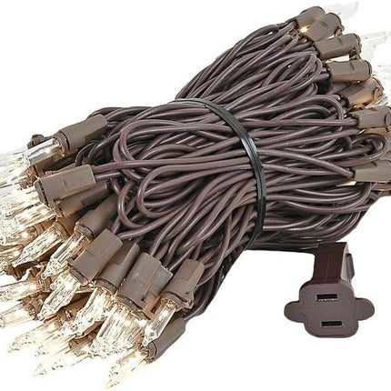 ‎Novelty Lights 34FT 100 Commercial Christmas Lights, Tree Lights Indoor Commercial Grade Incandescent Bulbs With Clear Vintage Filament, Tree Lights Outdoor Mini Lights (Brown Wire)