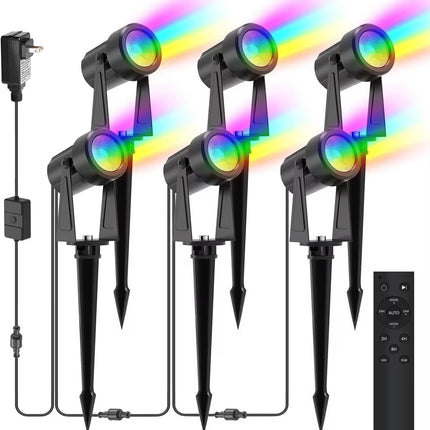SUNTHIN Outdoor Landscape Lighting with Remote, RGBW Color Changing Spot Uplights,6 Pack