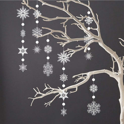 Decor365 Winter Wonderland White Snowflake Garland kit Hanging Snow Flakes for Christmas Year Party Decoration for Home/Office/Showcase/Ceiling/Doorway/Mantel/Birthday/Baby Shower/Wedding/