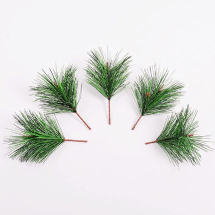Fake Greenery Pine Picks Artificial Green Pine Needles Branches-Small Pine Twigs Stems Picks for Christmas Garland Wreath Embellishing and Home Holiday Garden Decoration (30)