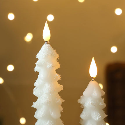 4 Pcs Flameless Candles with Remote, Christmas Tree Candles, Battery Operated Candlestick, Flickering LED Christmas Window Candles Real Wax Taper Candlesticks White