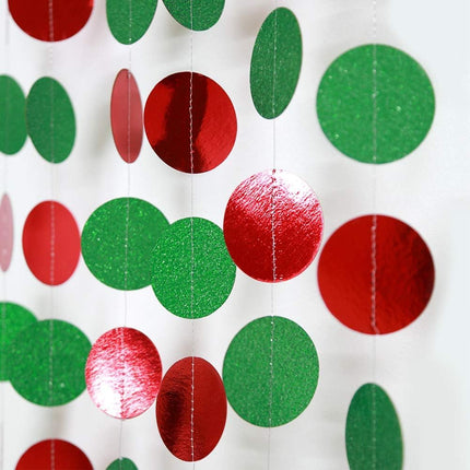 Decor365 Green Red Circle Dots Garland Kit for Xmas Christmas Party Hanging Decoration Streamers Banner Christmas Tree Garlands for Year Eve Celebration Birthday Wedding Baby Shower Holiday Decor