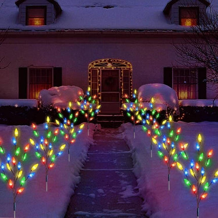 d 4 Pack Solar Christmas Garden Stake Lights for Christmas Decorations, 8 Modes Solar Christmas Yard Stake Outdoor Waterproof Christmas Strawberry Lights for Garden Patio Yard Pathway Grave