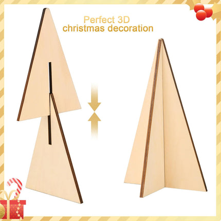 5pcs Christmas Wooden Tree Decor 3D Farmhouse Christmas Tree Tabletop Ornaments Sanding Wooden Xmas Centerpiece for Home Office Indoor Tiered Tray Christmas Decoration