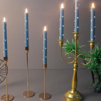 Flameless Cone-Shaped Candle, Patented Starlight String, 11 Key Remote Control, Timer, Battery Powered, Patented Dance Flickering Flames, 6 Packs, Christmas Home Decoration (Sky Blue)