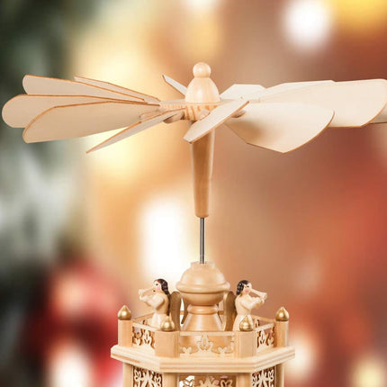 German Christmas Decoration Pyramid 18 Inches Nativity Scene. Holiday Nativity Carousel.6 Candle Holders. German Design