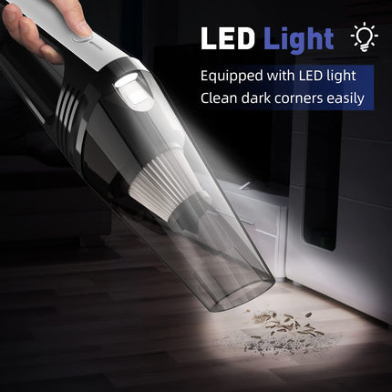 Handheld Vacuum Cordless Portable Mini Car Vacuum Cordless Rechargeable With 8000Pa Powerful Suction, Lightweight Car Hand Held Vacuum Cleaner With Led For Home, Office, Car Cleaning