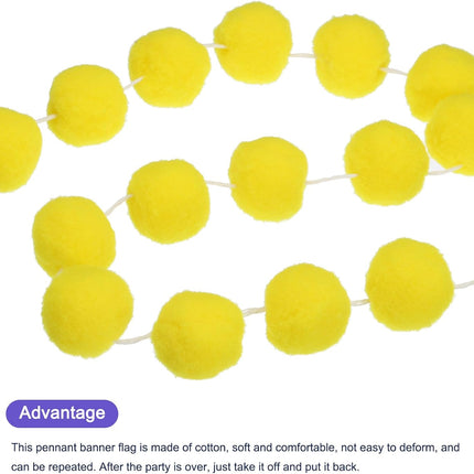 MECCANIXITY 3Pcs Felt Ball Garland Yellow Pom Pom Garland Handing Balls 7.55 Feet Long 20 Balls Party Banner Decor for Christmas Birthday Party Decoration