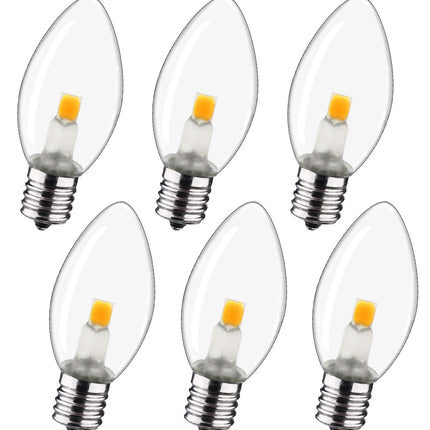 Night Light Bulb – C7 E12 LED Bulbs – Candelabra, 0.6 Watt Equivalent 7W Incandescent Bulb, Warm White 2700K, Window Candles & Chandeliers Replacement Bulb, 6 Pack