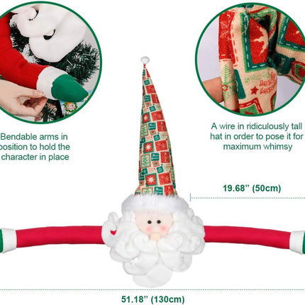 D-FantiX Santa Tree Topper, Large Christmas Tree Topper Santa Hugger Xmas Christmas Tree Decorations Party Home Decor