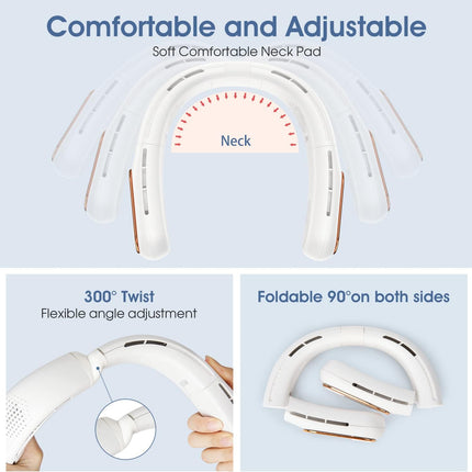 Matekxy Portable Neck Fan Led Display Bladeless Fan HandsFree Rechargeable And Lightweight Personal Folding Wearable Neck Fan