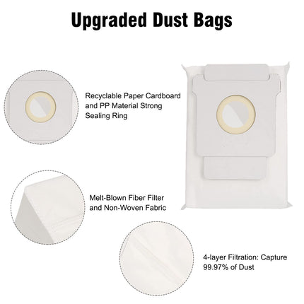 13 Pack Parts For Irobot Roomba I3 I7 J7 I4 I7+ I3+ I4 I4+ I6 I6+ I8 I8+ J7+ Plus E5 E6,I & J Series1 Rubber Brush, 4 Filter,4 Brush,4 Dirt Disposal Bags