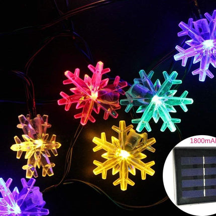 Solar Snowflake String Lights 20ft 30 LEDs Waterproof 8 Modes Solar Powered String Fairy Lights Christmas Lights Patio Lights Indoor Outdoor Lighting for Patio Holiday Party Gar