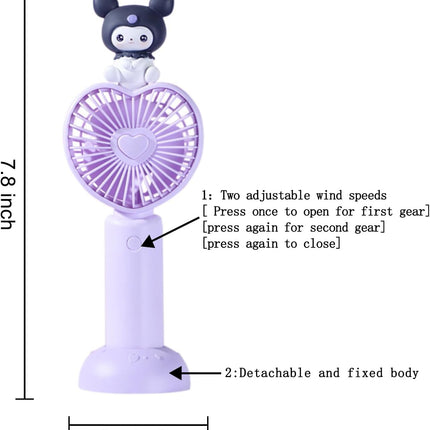 GAhora Cartoon Kitty Fan Kitty Hand Held Fan Portable Usb Rechargeable Mini Pocket Fan Two Speed Ranges Suitable For Kids