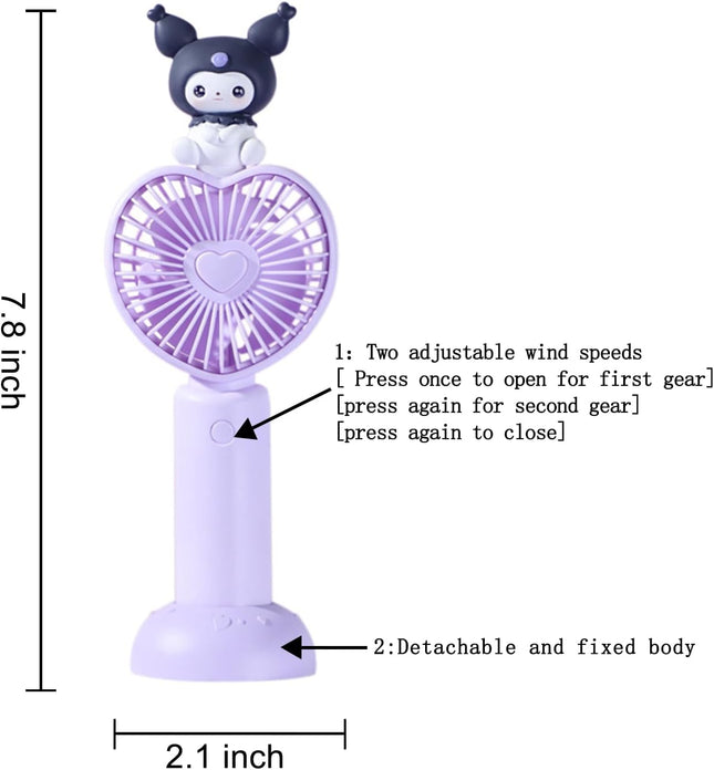 GAhora Cartoon Kitty Fan Kitty Hand Held Fan Portable Usb Rechargeable Mini Pocket Fan Two Speed Ranges Suitable For Kids