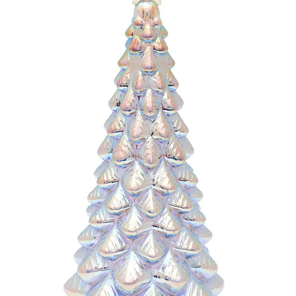 Tabletop Christmas Tree Mercury Glass Timer Lighted Pearl White Xmas Trees with Star Topper Table Centerpiece Mantel Window Decorations Home Decor