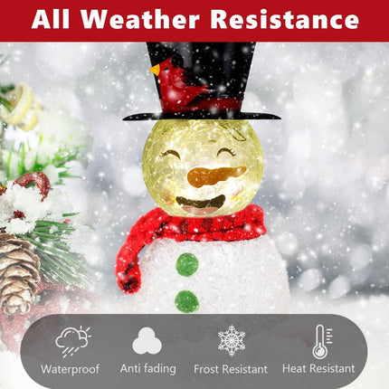 Snowman Solar Lantern, Crackle Glass Solar Lanterns Outdoor Waterproof, Hanging Christmas Lantern for Garden Patio Holiday Decor