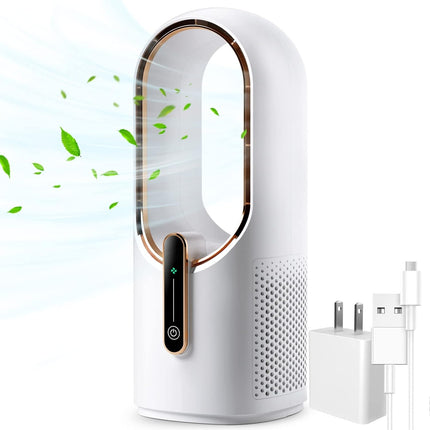Desk Fan Bladeless, 11.8 Inch Office Fan Small, Quiet, 3 Speed Adjustment, Touch Control, Easy To Clean, Desk Fans Small Quiet